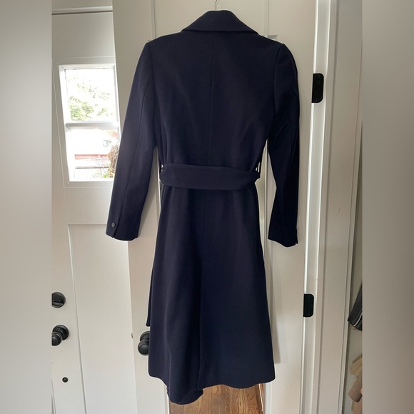 Massimo Dutti Navy Blue Belted Coat - Picture 7 of 9
